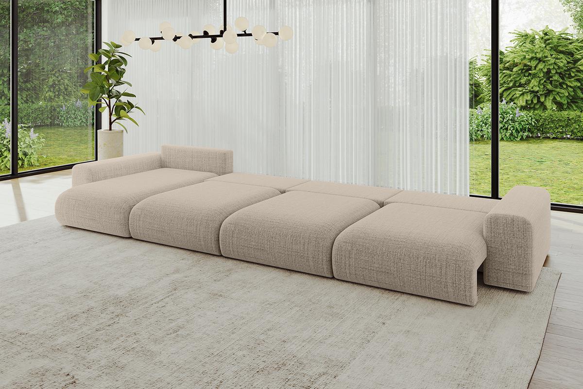 WOHNLANDSCHAFT mit Schlaffunktion ESKAR-U2-464x176x72cm Beige - Cappuccino, Holzwerkstoff/Kunststoff (176/72/464cm) - ALTDECOR
