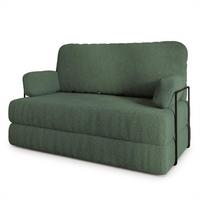 BETTSOFA KESTE aus Schaumstoff Bucle-Stoff Grün Schlaffunktion - Grün, Textil (140/86/60cm) - MASSENO