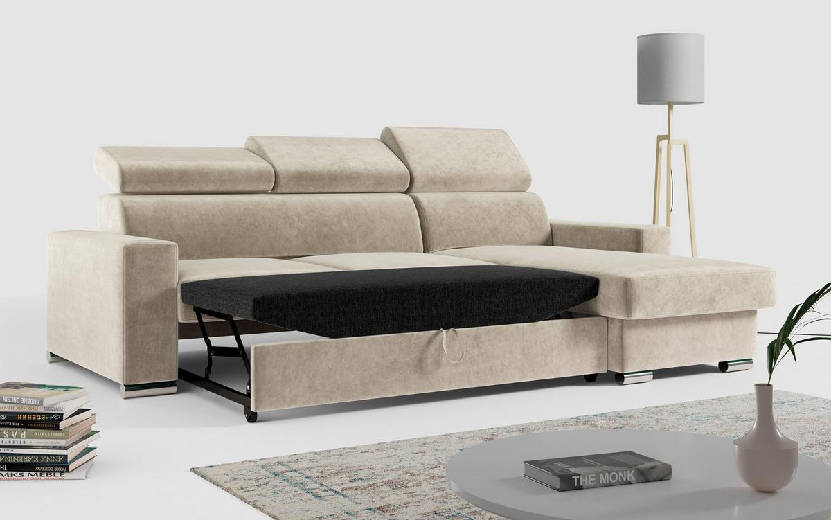 ECKSOFA FOX-L Beige - Beige/Silberfarben, Kunststoff/Textil (242/168cm) - MKS
