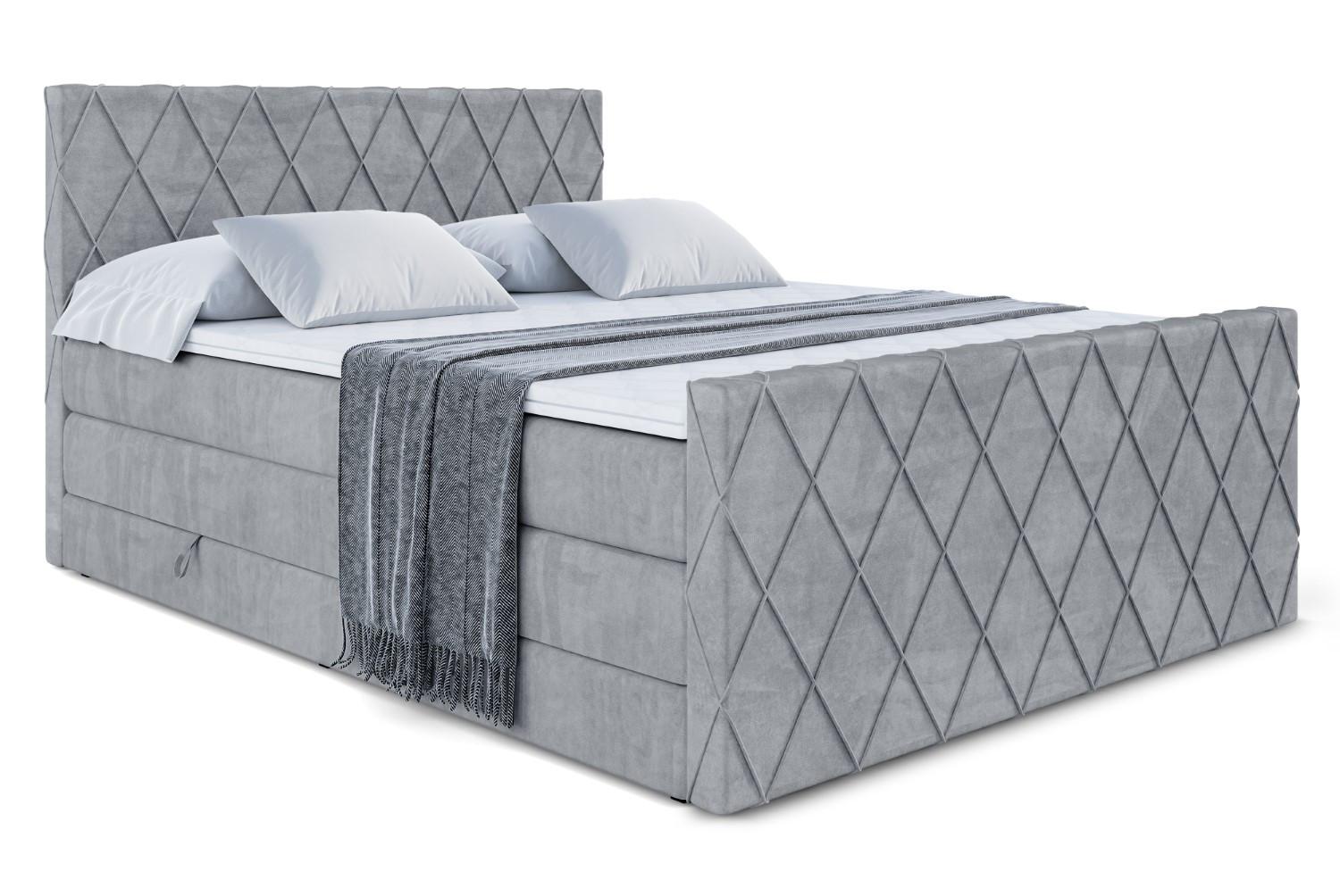 BOXSPRINGBETT LEPARO-Z KING - 120 x 200 - H3/H4 - Grau - Grau, Holzwerkstoff (120/200cm) - ALTDECOR