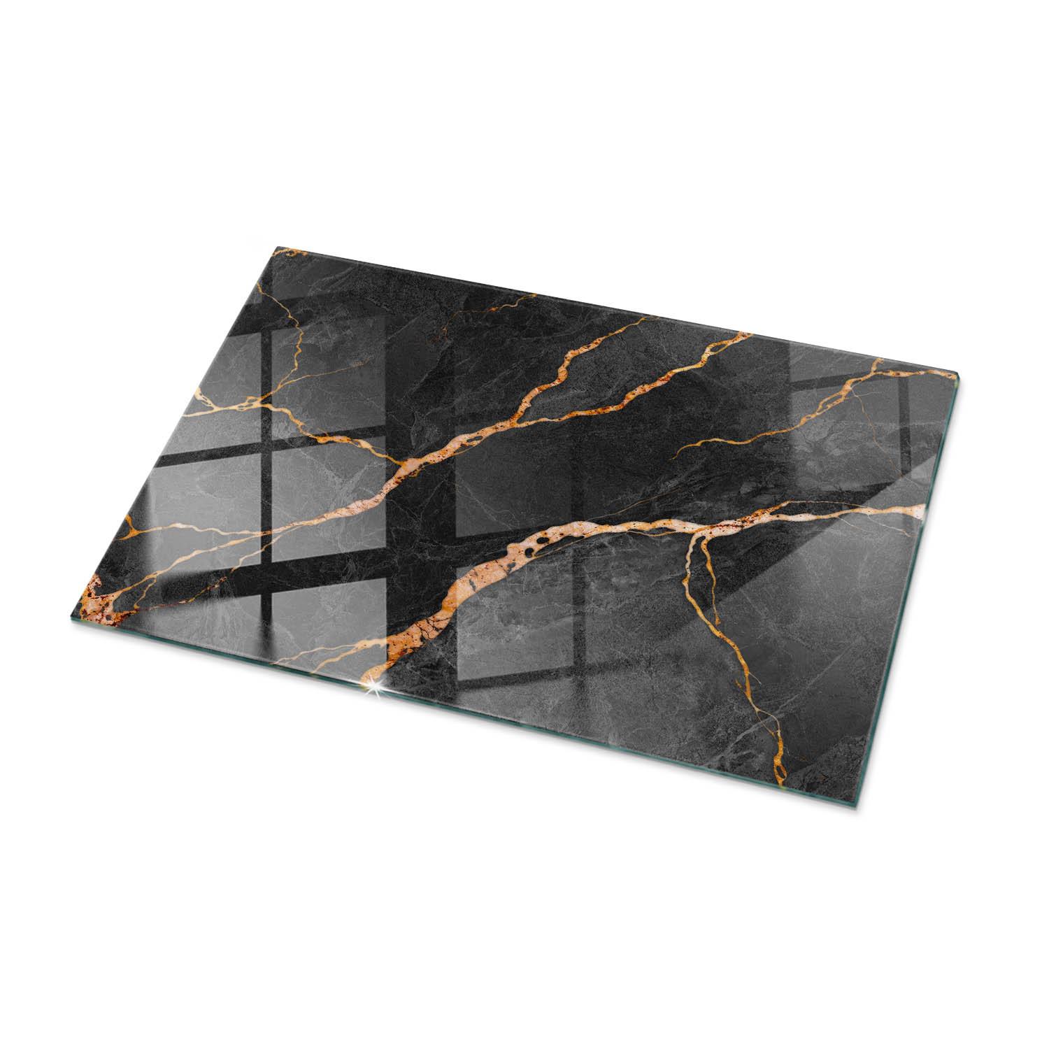 TISCHPLATTE 100x70 cm Marmormuster mit Adern - Rotbraun/Schwarz, Glas (0.4/100/70cm) - TULUP