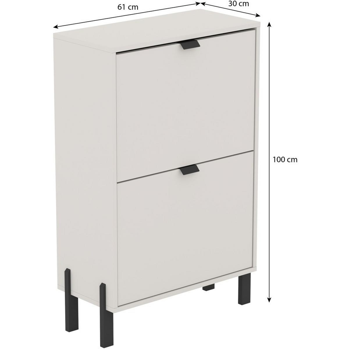 SCHUHSCHRANK Cortina mit 2 Türen, Sandbeige - Sandfarben/Schwarz, Holzwerkstoff (61/100/30cm) - Beautysofa