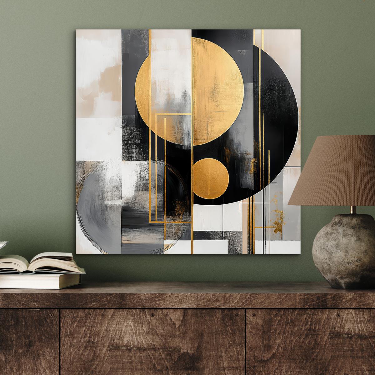METALLBILD Abstrakt - Gold - Silber - Formen - Ästhetisch - Modern 50x50 cm - Goldfarben, Metall (50/50cm) - MuchoWow