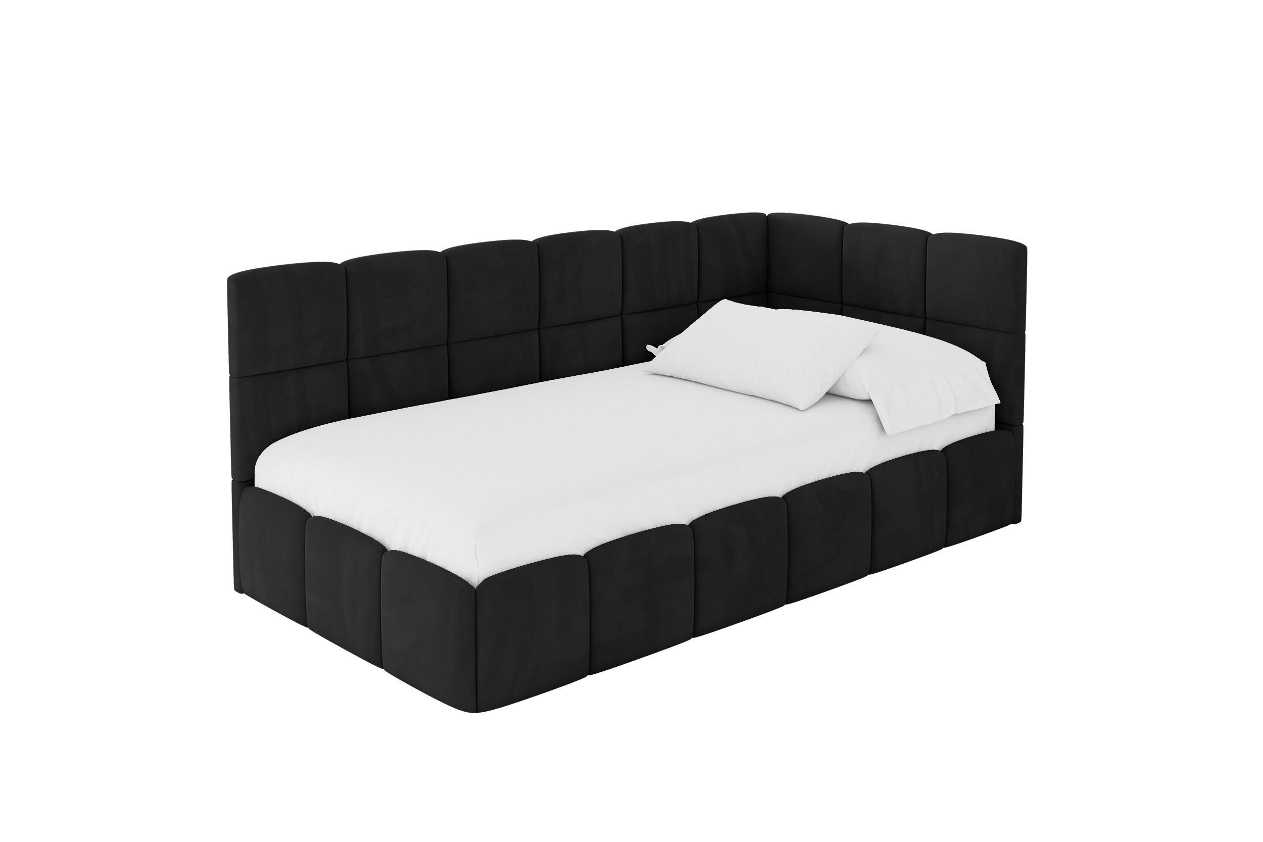 EINZELBETT Jugendbett mit Bettkasten Links, ohne Matratze - LIVY 100x200 Schwarz - Schwarz, Holzwerkstoff/Textil (100/200cm) - ALTDECOR