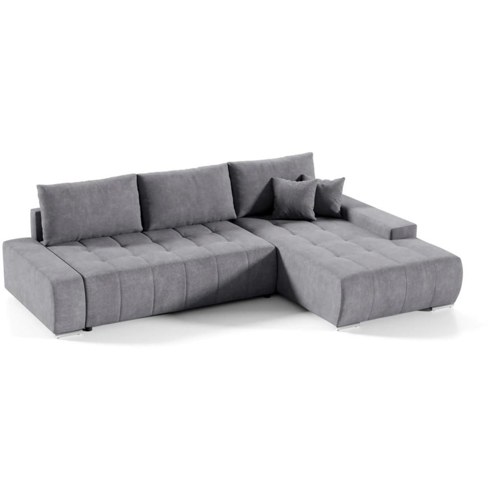 ECKSCHLAFSOFA Draco mit Schlaffunktion, rechts, Dunkelgrau - Dunkelgrau/Silberfarben, Textil/Metall (267/186cm) - Beautysofa