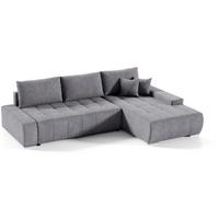 ECKSCHLAFSOFA Draco mit Schlaffunktion, rechts, Dunkelgrau - Dunkelgrau/Silberfarben, Textil/Metall (267/186cm) - Beautysofa