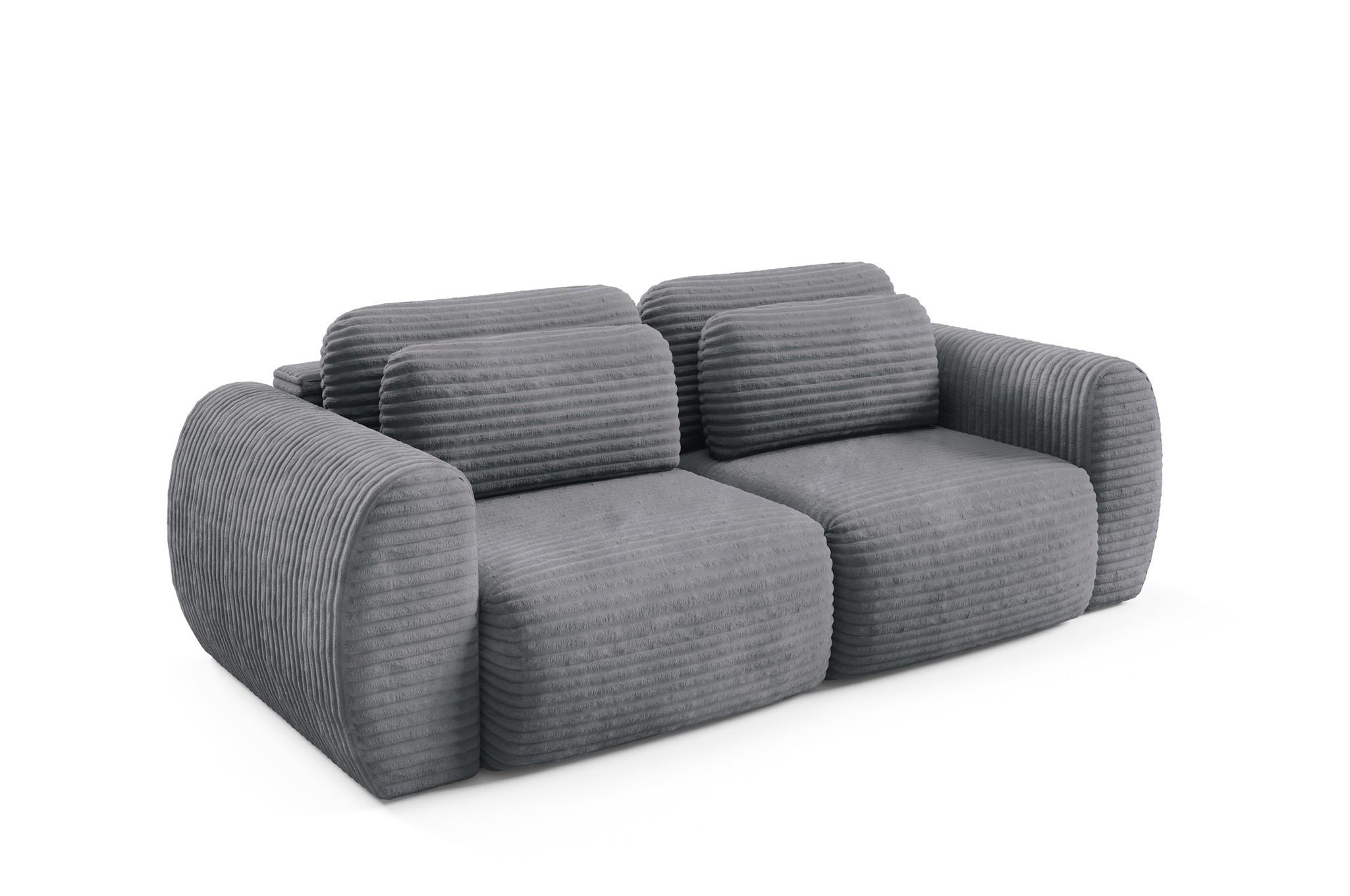 SCHLAFSOFA Simone - Anthrazit, Holzwerkstoff/Textil (266/95/110cm) - Fun Möbel