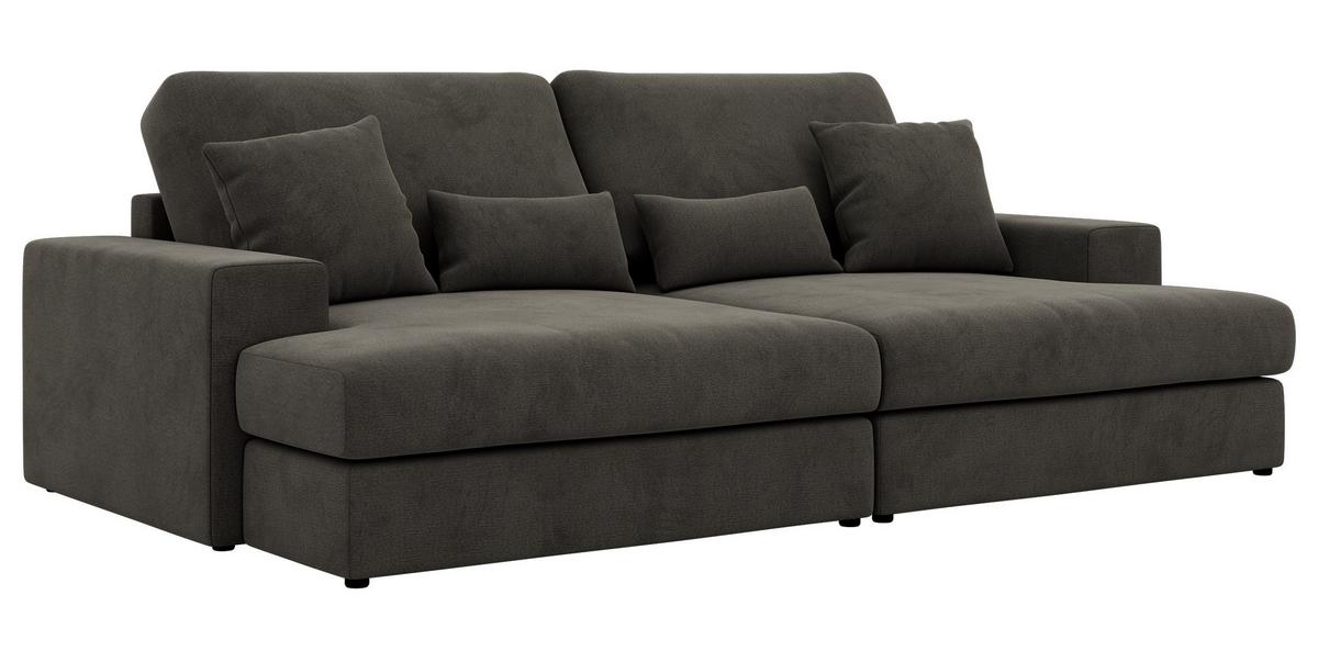 3-SITZER SOFA ANERO - Dunkelgrau Velvet - Dunkelgrau/Schwarz, Kunststoff/Textil (292/107/163cm) - MKS