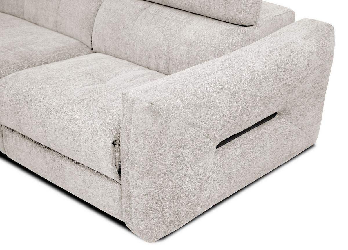 SOFA CALVERA 3-Sitzer mit 1 Relaxfunktion, weiß - Weiß, Holzwerkstoff/Textil (204/79/106cm) - Wozimo