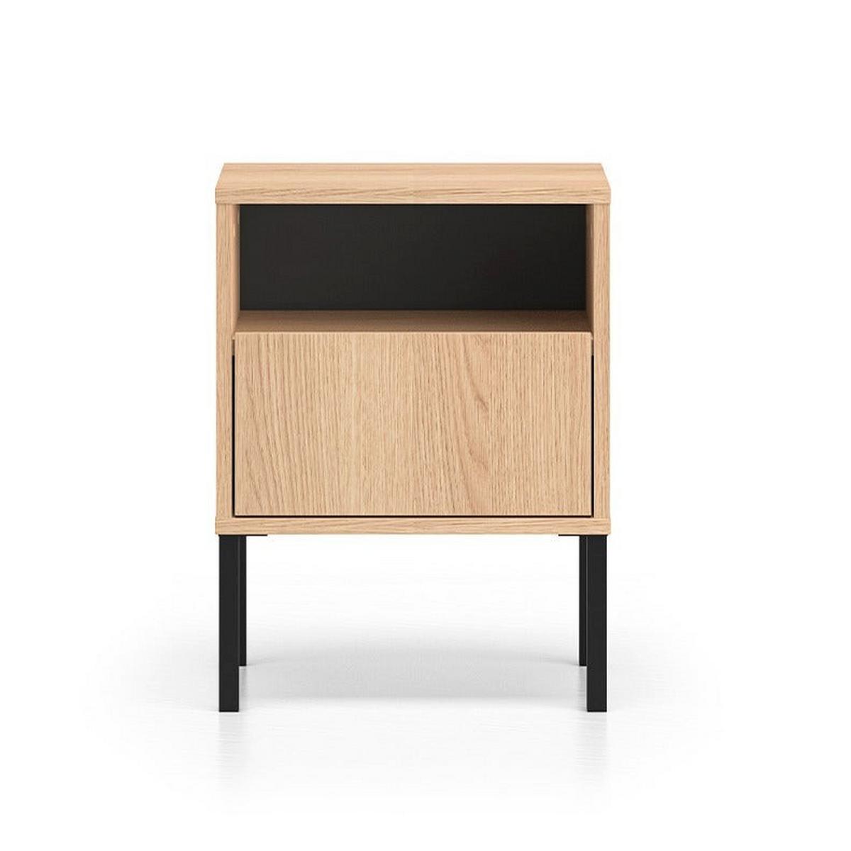 NACHTTISCH Paige Holz und Schwarz - Braun, Holzwerkstoff (40/53/34cm) - Petits-meubles
