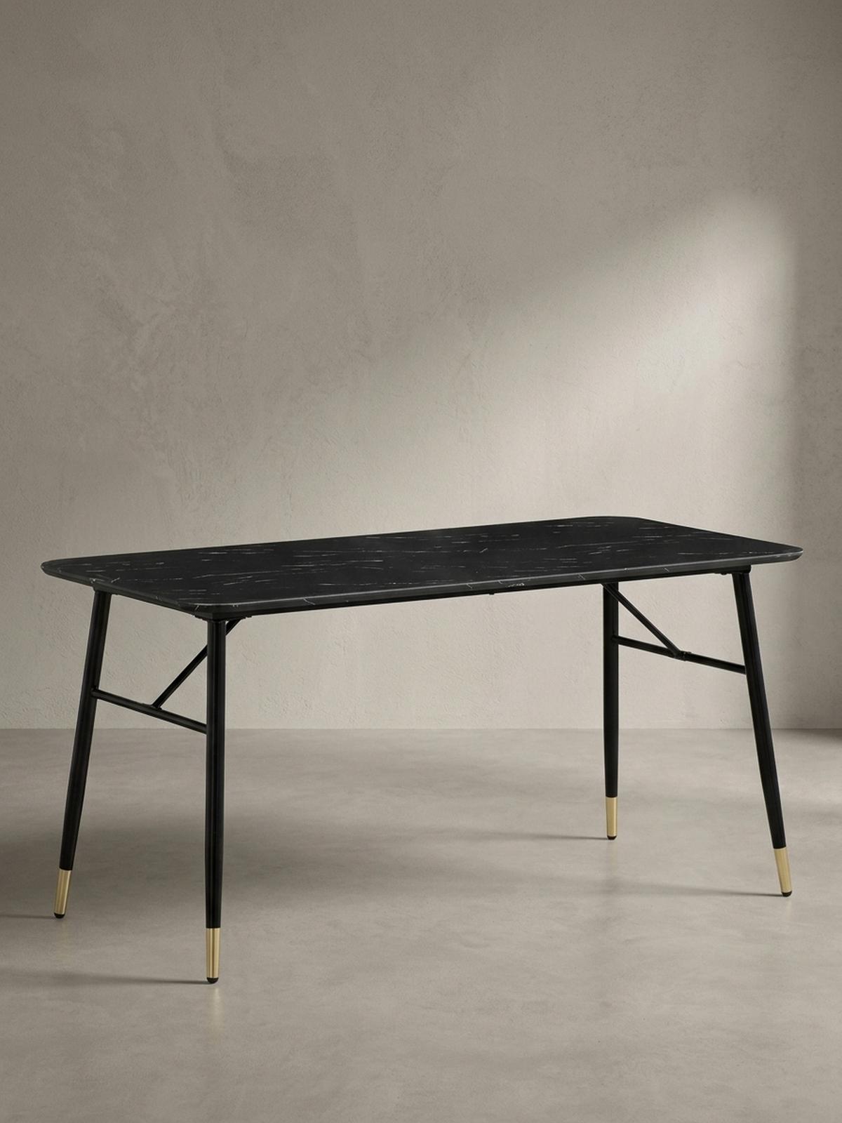 ESSTISCH Marmoroptik Metall Rechteckig Modern Klein, Schwarz 120x60x76 cm - Goldfarben/Schwarz, Holzwerkstoff/Metall (60/120/76cm) - KADIMA DESIGN