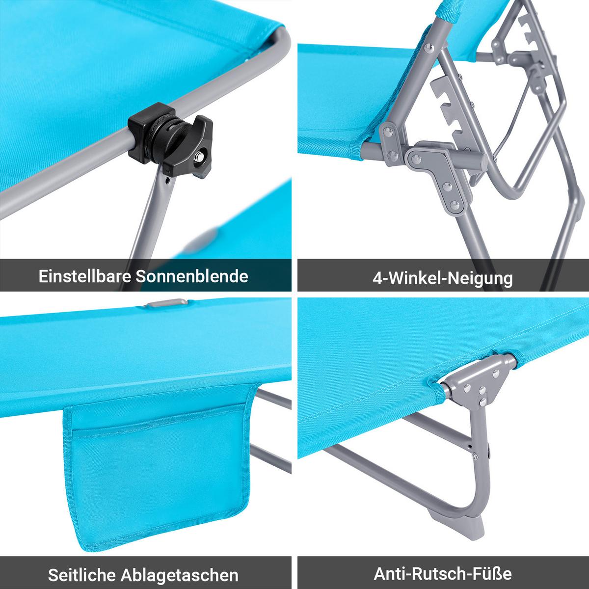 SONNENLIEGE Blau - Blau, Textil/Metall (195/90/63cm) - SoBuy