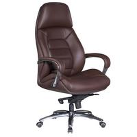 CHEFSESSEL Leder mit Multiblockwippmechanik bis 120 kg MIRON, Braun 67x67x137 cm - Silberfarben/Braun, Leder/Metall (67/137/67cm) - KADIMA DESIGN