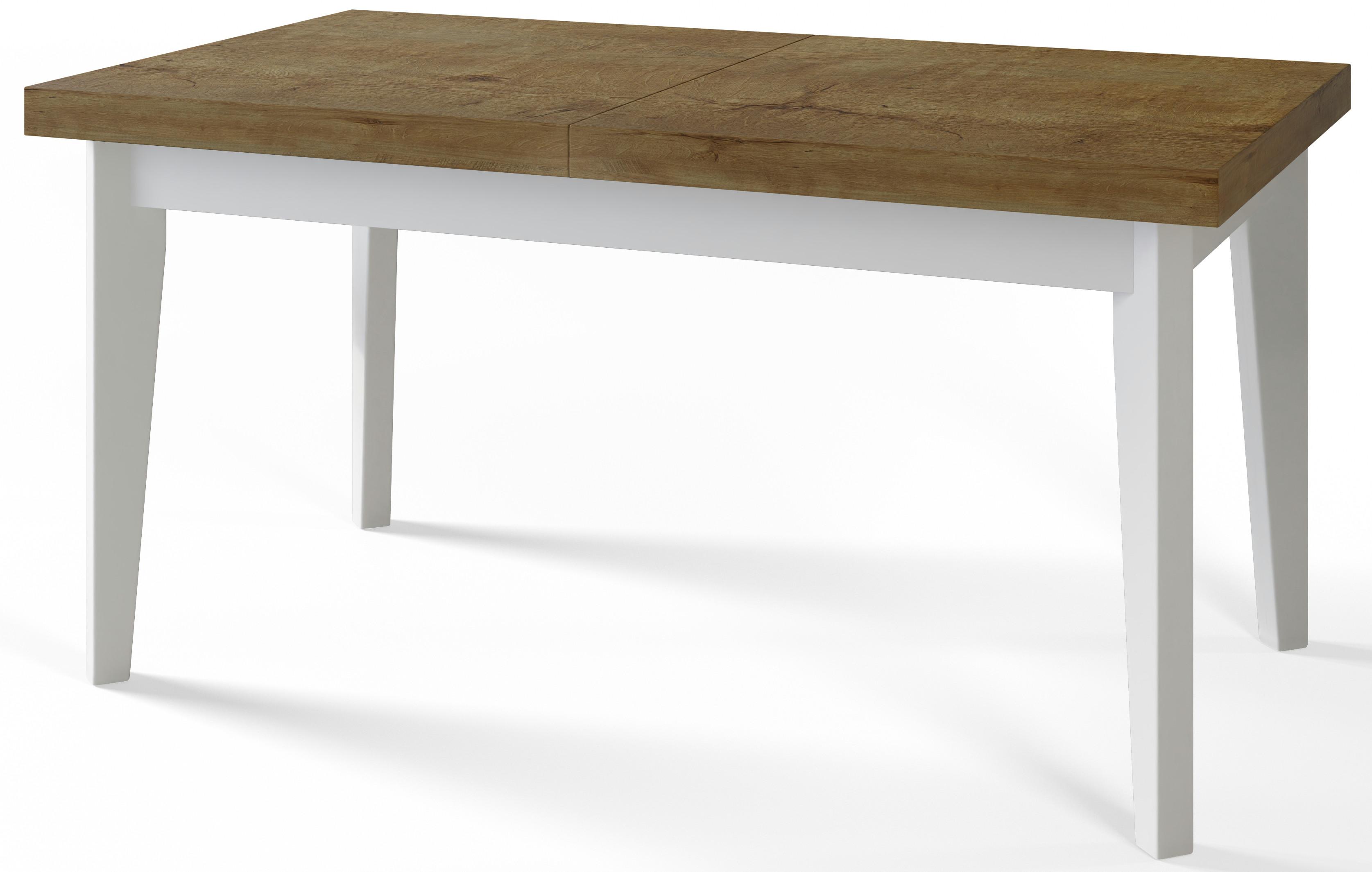 RECHTECKIGER Esszimmertisch SKANDI, ausziehbarer Tisch, Größe: 140-180X80X78 cm, Wohnzimmertisch Farbe: LEFKAS, mit Holzbeinen in Farbe Weiß - Dunkelbraun/Weiß, Holzwerkstoff (140/80/78cm) - Alpi-Möbel