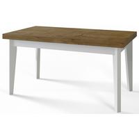 RECHTECKIGER Esszimmertisch SKANDI, ausziehbarer Tisch, Größe: 140-180X80X78 cm, Wohnzimmertisch Farbe: LEFKAS, mit Holzbeinen in Farbe Weiß - Dunkelbraun/Weiß, Holzwerkstoff (140/80/78cm) - Alpi-Möbel