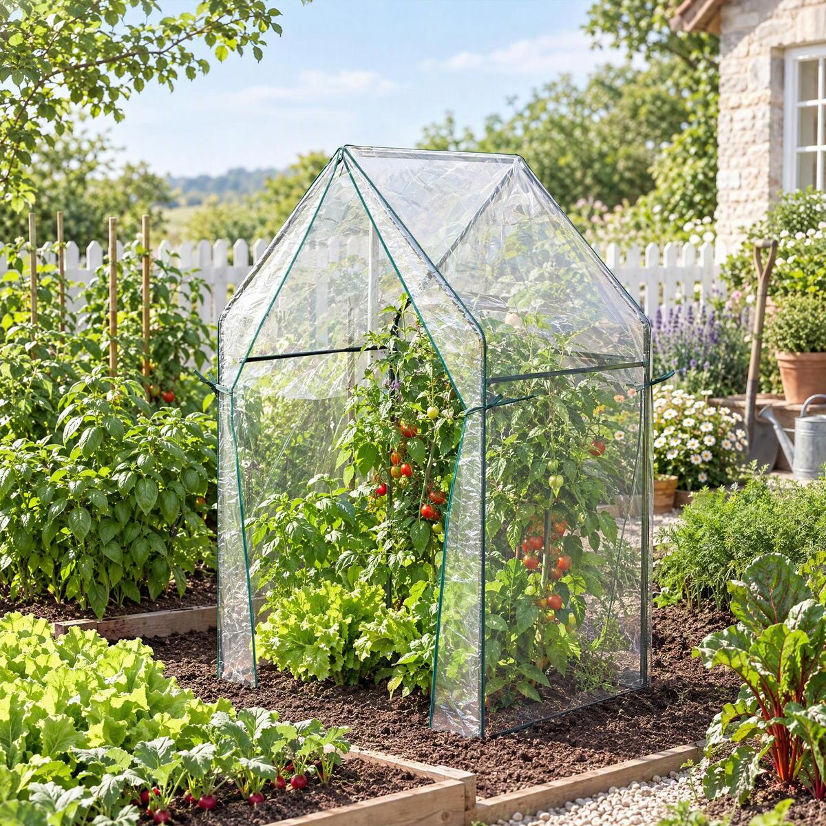 FOLIENGEWÄCHSHAUS, Transparent, Stahl, Kunststoff - Transparent, Metall (90/145/90cm) - Outsunny