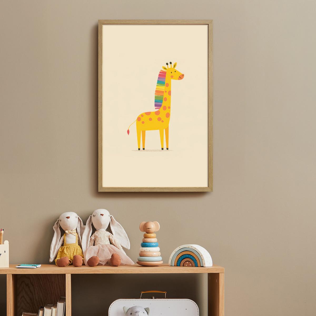 NACHTTISCHLAMPE MIT AKKU Giraffe - Regenbogenmähne - Beige 40x60 cm - Beige, Holzwerkstoff (8/40/60cm) - OnlyWow