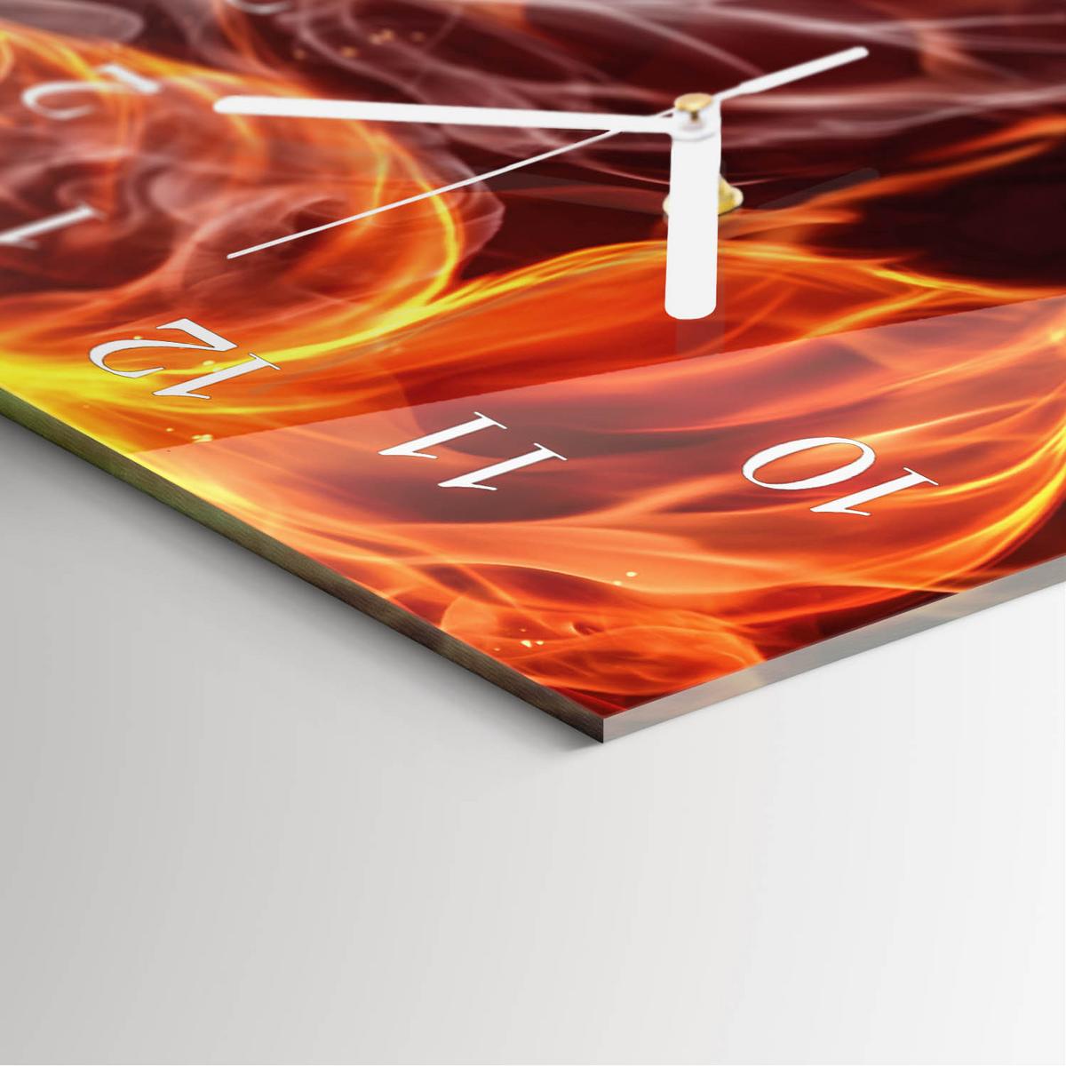 WANDUHR aus Glas 30x60 cm - Blumen des Feuers - Orange, Glas (30/60/0.4cm) - TULUP