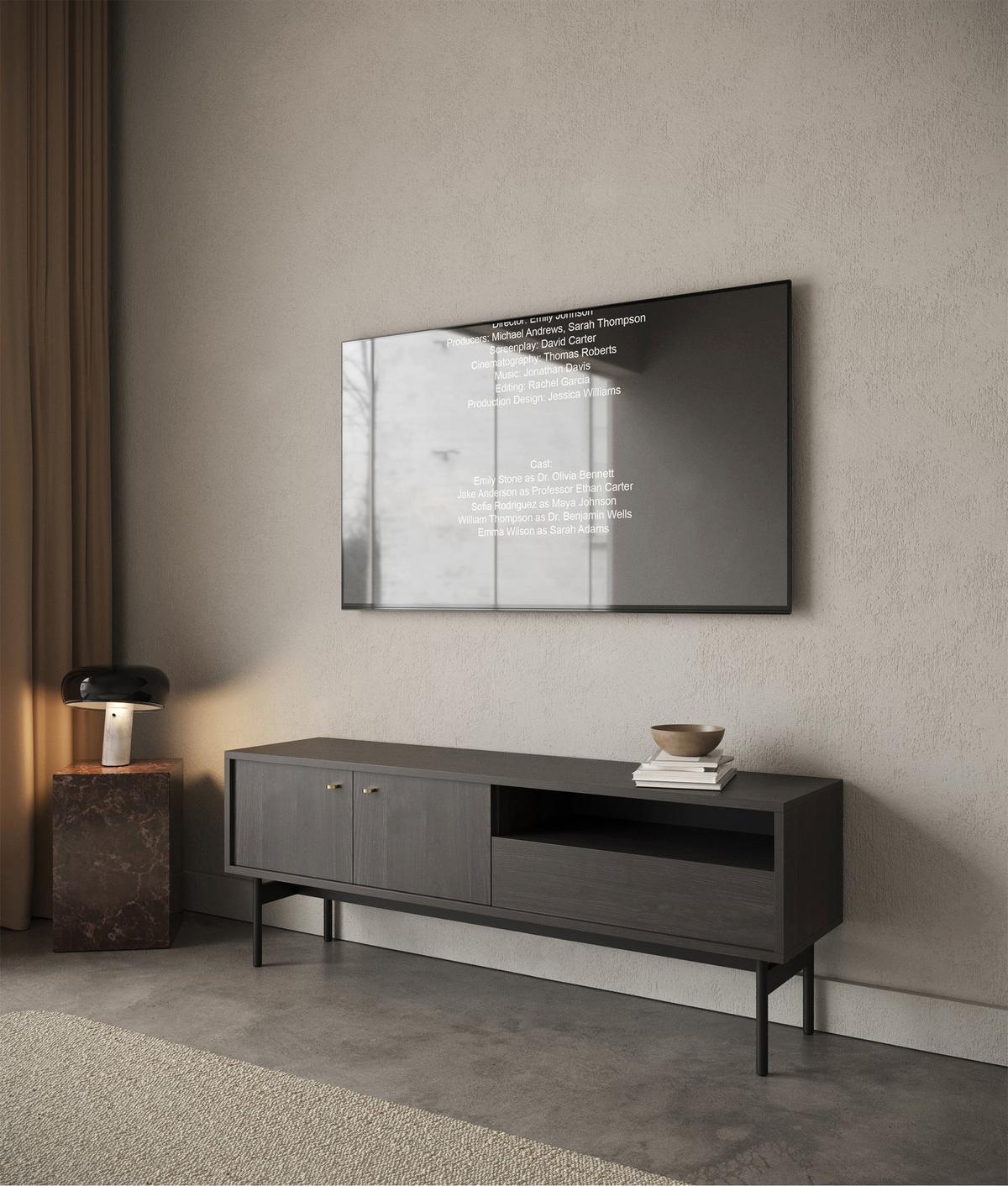 TV-LOWBOARD Olar II ESCHE PORTLAND SCHWARZ 154 CM - Goldfarben/Schwarz, Holzwerkstoff/Metall (154/56.6/38cm) - Selsey