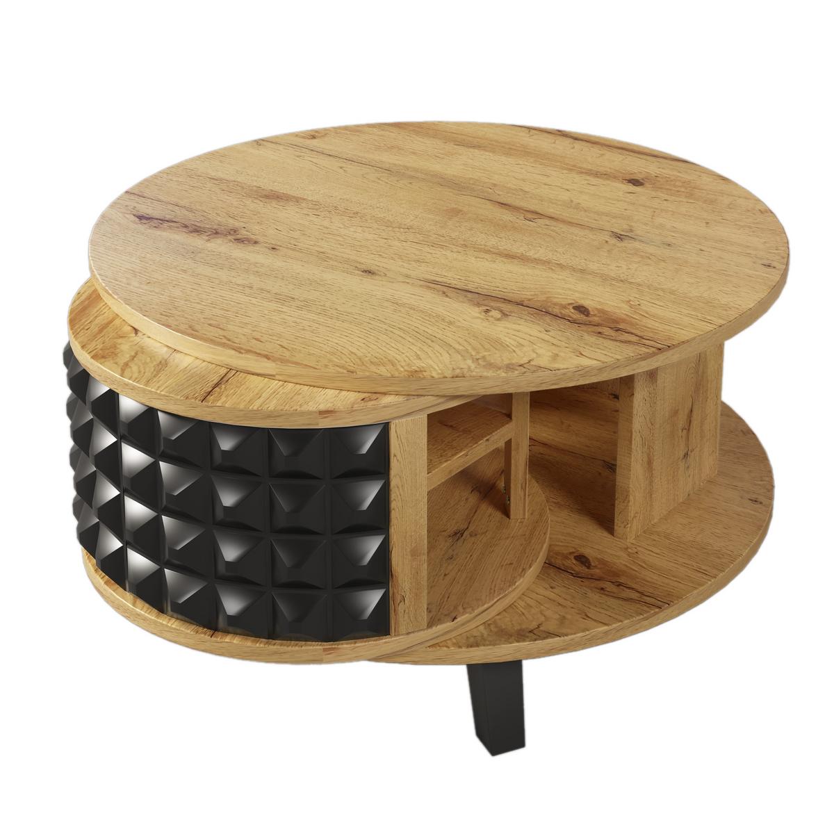 COUCHTISCH Holz und Schwarz 85,2/80/45,2 cm - Braun, Holzwerkstoff (85.2/80/45.2cm) - Urban Meuble