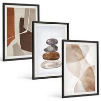 BILDER SET 3er Set - 40x60 cm Schwarzer Rahmen - Moderne abstrakte Malerei - Schwarz, Kunststoff (40/60cm) - TULUP