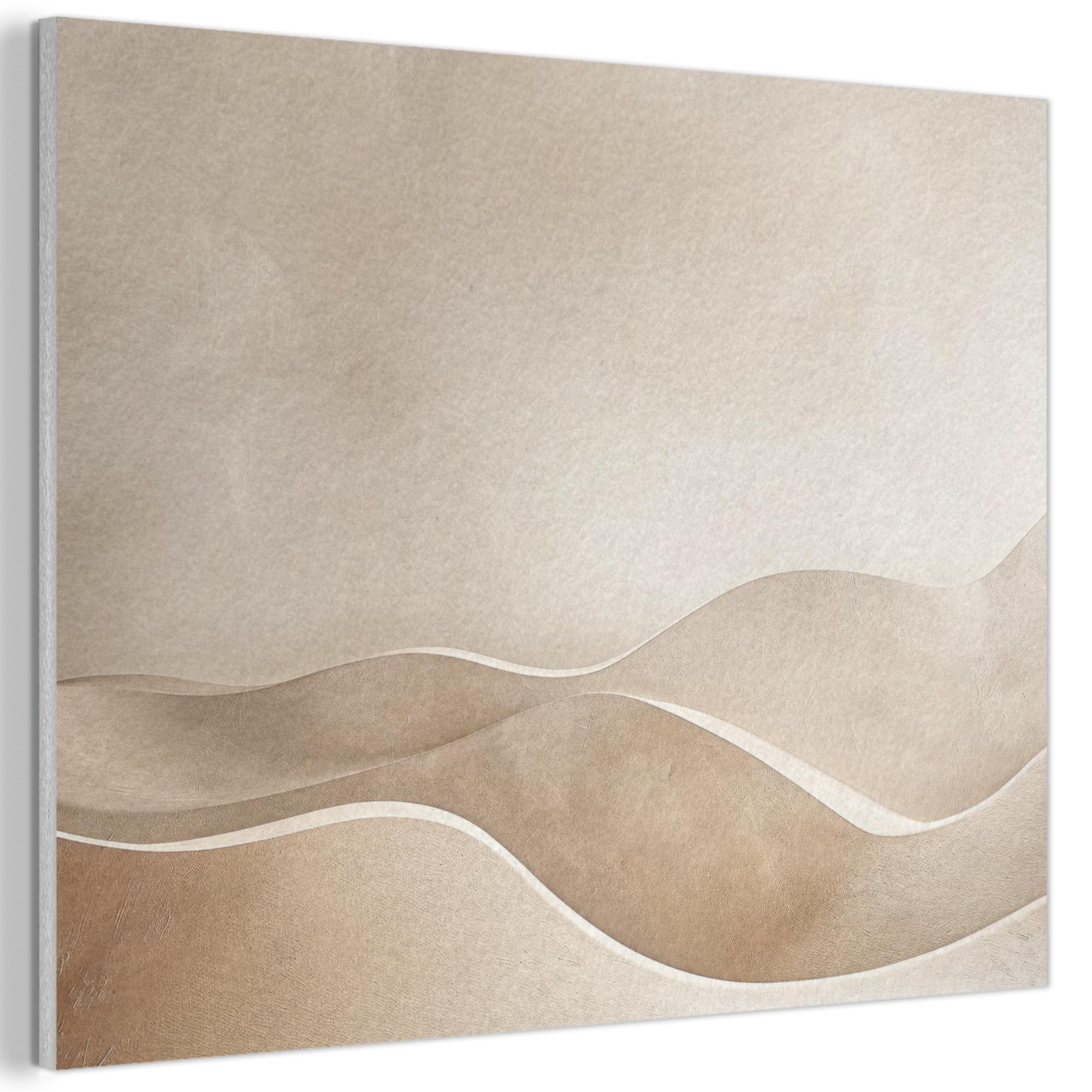 AKUSTIKBILD Beige - Natur - Abstrakt - Modern Wandbild Wohnzimmer 100x70 cm - Beige, Kunststoff (100/70/0.9cm) - MuchoWow