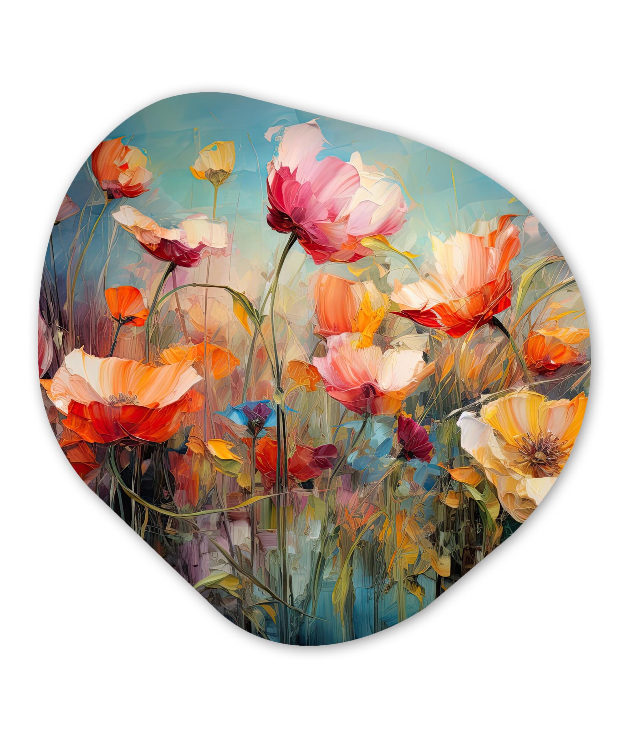 WANDBILD Blumen - Aquarell - Kunst - Botanisch - Natur Wanddeko 40x40 cm - Orange, Kunststoff (40/40cm) - MuchoWow