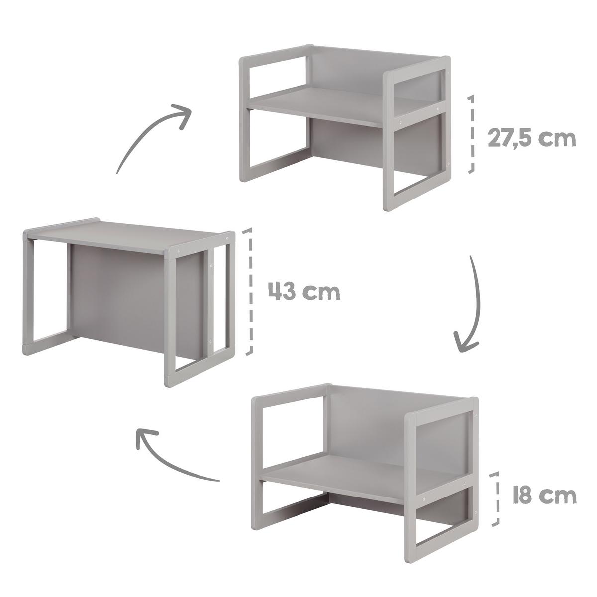 KINDERSITZGRUPPE 3in1 - Grau, Holzwerkstoff (61/30/44cm) - Roba