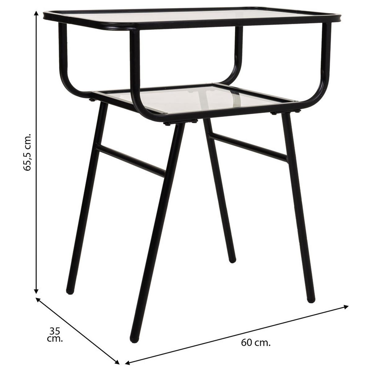NACHTTISCH aus Metall und Glas, grau, 60x35x66cm - Grau, Metall (60/65.5/35cm) - Wanderlust