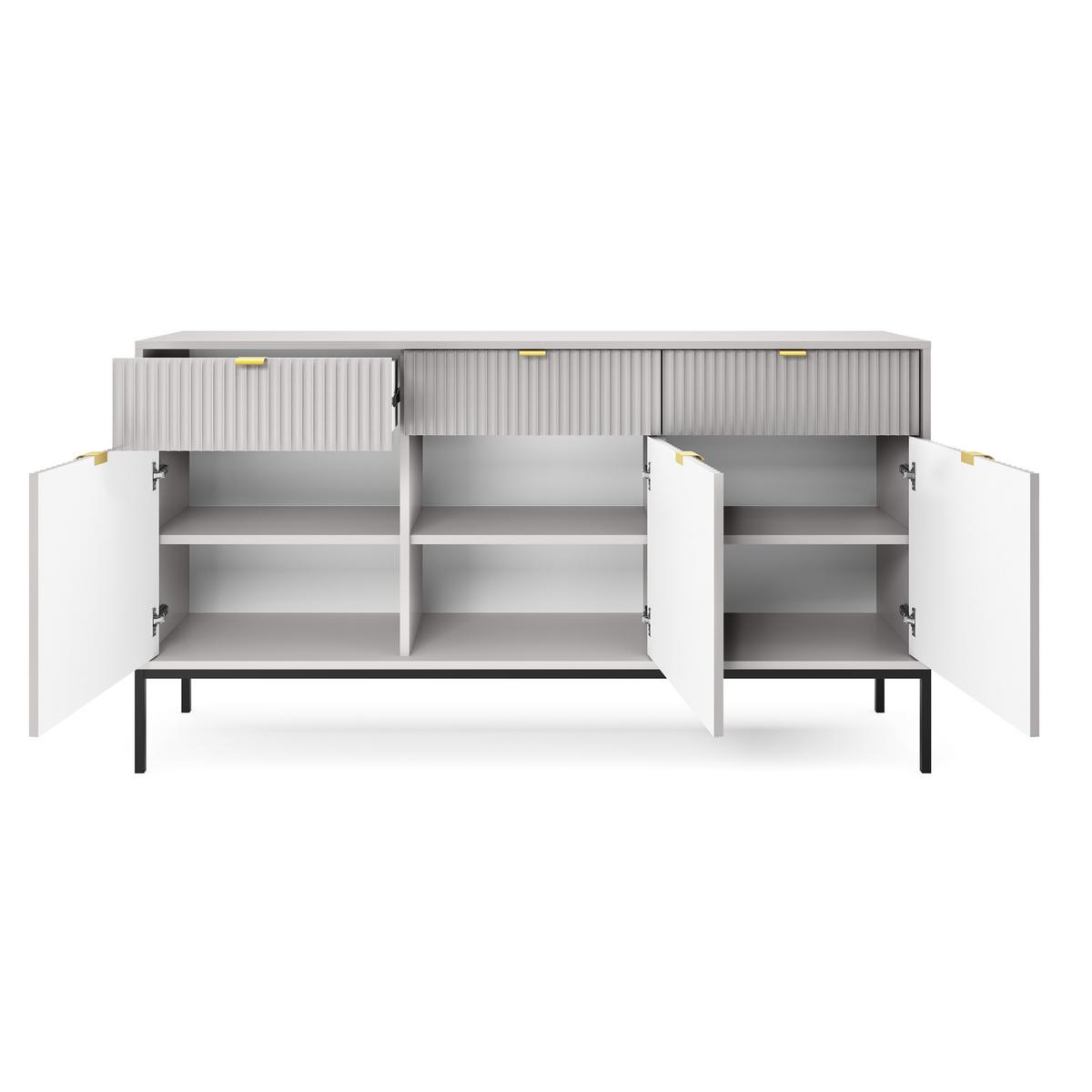 SIDEBOARD STELLARE 154/83/39 cm mit 3 Schubladen 3 Türen Grau - Grau, Holzwerkstoff (154/83/39cm) - MASSENO