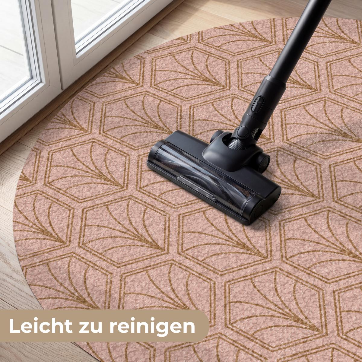 FUSSMATTE Lachsrosa - Muster - Geometrisch Schmutzfangmatte 120x120 cm - Altrosa, Kunststoff (120/0.4cm) - MuchoWow
