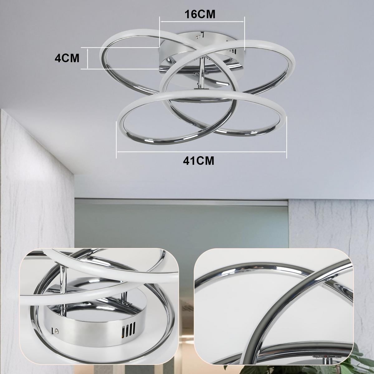 LED-DECKENLEUCHTE Meldon 33/36/14 cm - Alufarben, Metall (36/33/14cm) - ZMH