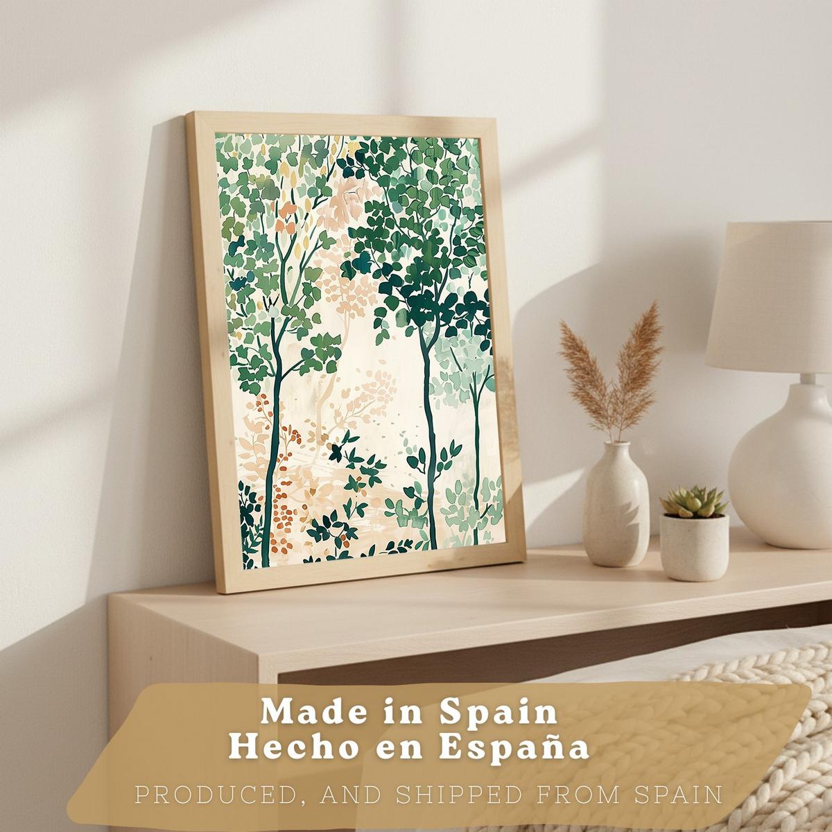 POSTER 3er-Set Wandbilder Floral Landschaft modern Wohnzimmer Deko, Schlafzimmer, Küche, Badezimmer Leichter Holzrahmen A4 - Beige, Papier (29.7/1/21cm) - Nacnic