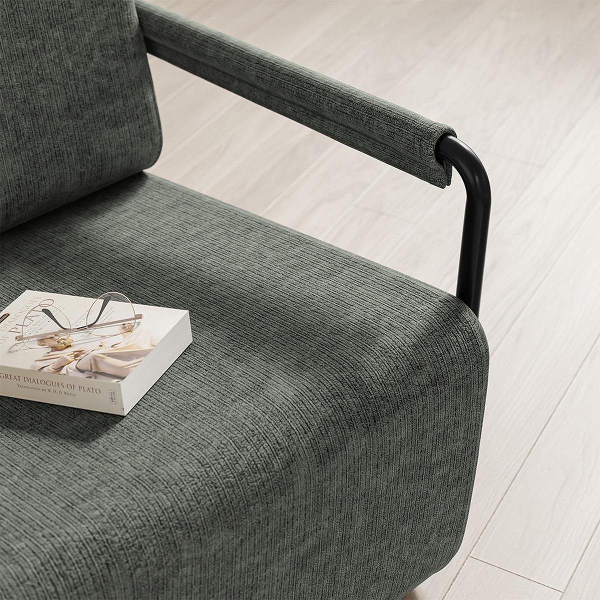 SESSEL mit Hocker FST99-DG - Ahornfarben, Fell/Metall (74/78/67cm) - SoBuy