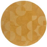 WOLLTEPPICH DEBEN, geometrisch, aus Wolle, Senfgelb, Ø 160 cm - Gelb, Textil (160/160cm) - KADIMA DESIGN