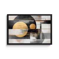 POSTER MIT RAHMENGERAHMTES BILD Abstrakt - Gold - Silber - Formen - Ästhetisch - Modern 60x40 cm - Goldfarben, Papier (60/40cm) - MuchoWow