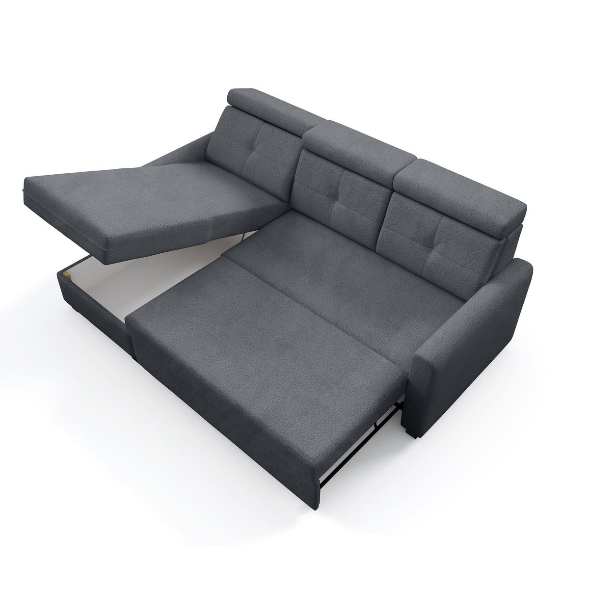 ECKSCHLAFSOFA Milano, Grau, links - Schwarz/Grau, Textil (217/166cm) - Beautysofa