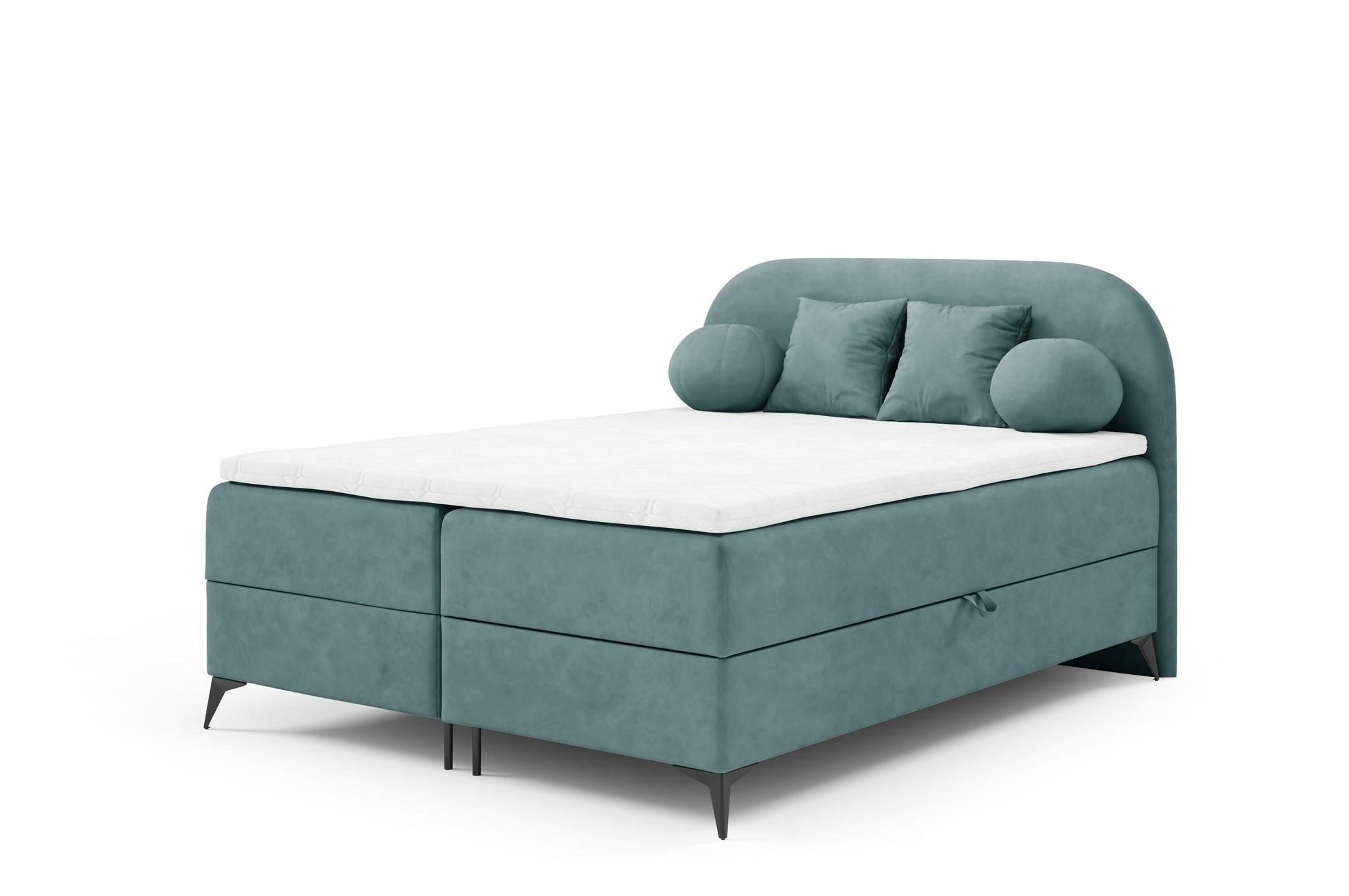 BOXBETT Gorgia - Türkis, Holzwerkstoff/Textil (140/200cm) - Fun Möbel
