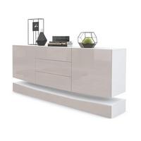 SIDEBOARD City Fronten in Sandgrau Hochglanz - Sandfarben, Holzwerkstoff (178/82/39cm) - Vladon