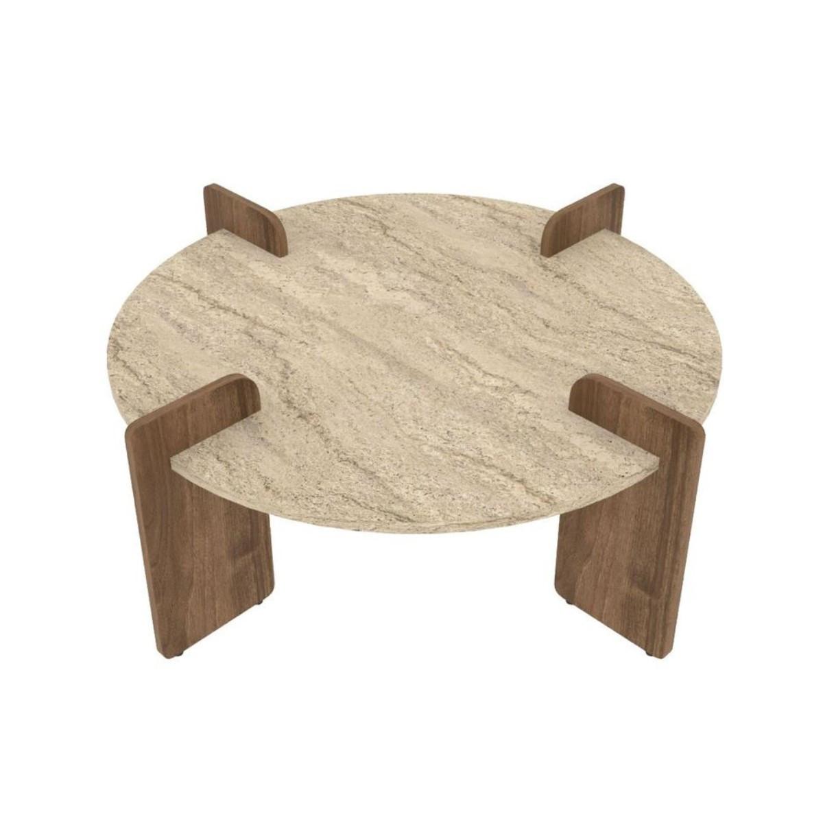 COUCHTISCH mit runder Platte D90 cm 90/35/90 cm - Beige, Holzwerkstoff (8/90/35cm) - Calicosy