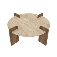 COUCHTISCH mit runder Platte D90 cm 90/35/90 cm - Beige, Holzwerkstoff (8/90/35cm) - Calicosy