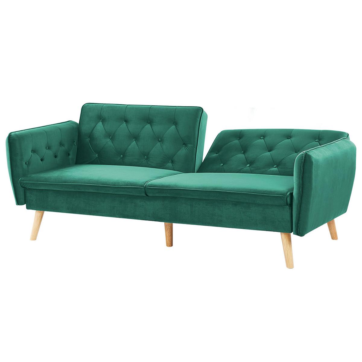 2-SITZER-SCHLAFSOFA Samtstoff Dunkelgrün Bardu - Dunkelgrün, Textil (213/84/106cm) - Beliani