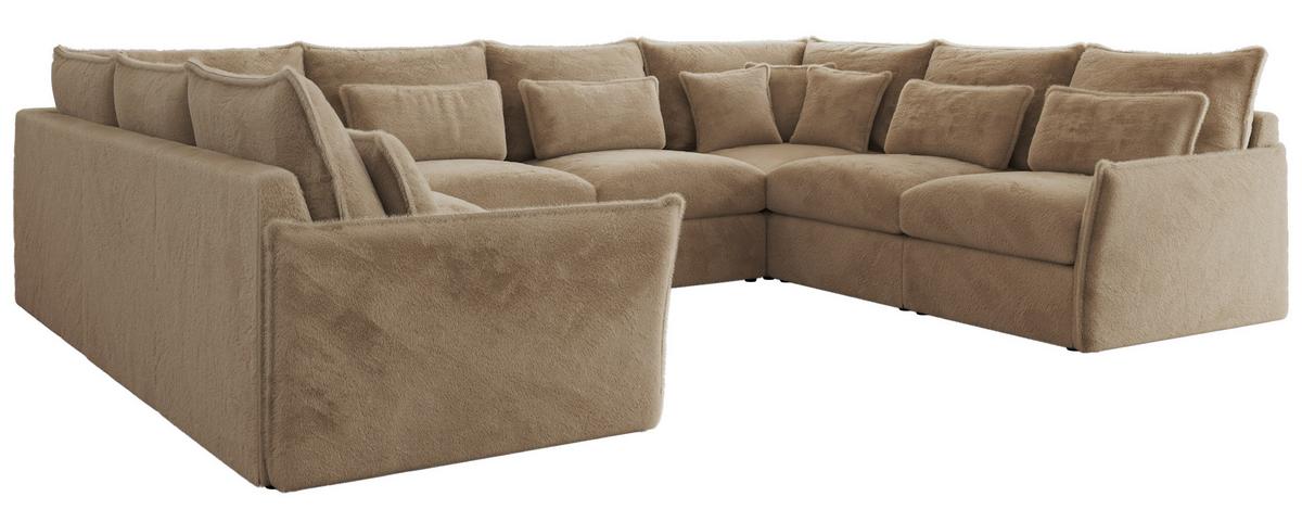 WOHNLANDSCHAFT VERSO U 8M Beige Plüsch - Sandfarben/Beige, Kunststoff/Textil (362/93/270cm) - MKS