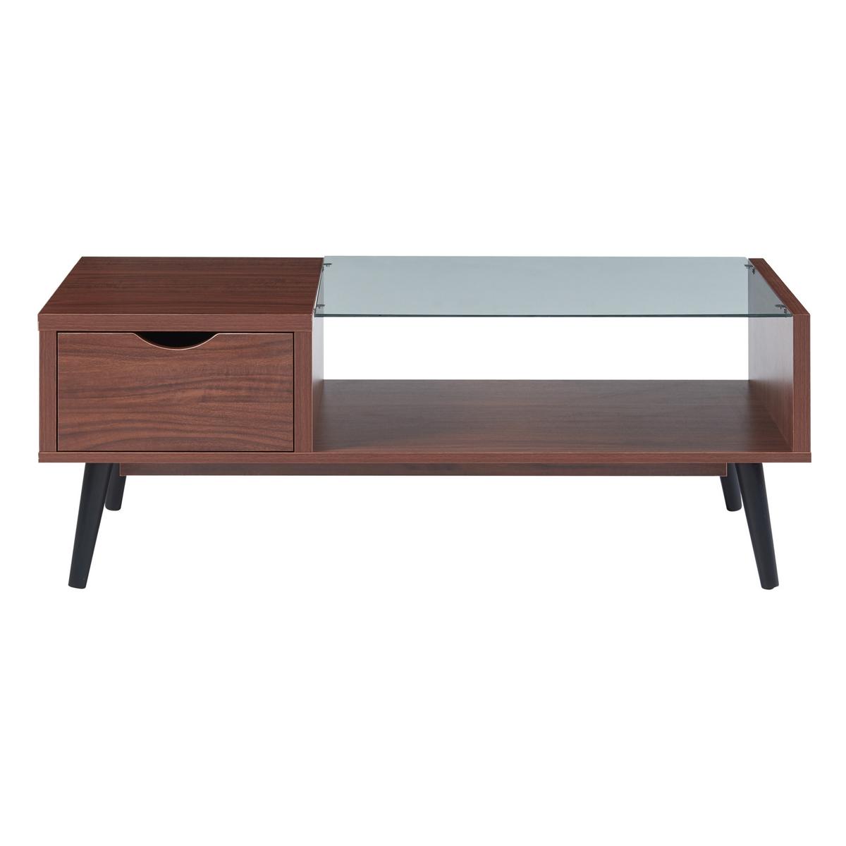 COUCHTISCH Markaryd 110/50/40 cm - Walnussfarben, Glas/Holzwerkstoff (50/110/40cm) - [en.casa]