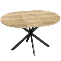 AUSZIEHBARER-ESSTISCH MDF Stahl Naturholz - Schwarz/Naturfarben, Holzwerkstoff/Metall (135/100/75cm) - HOMCOM