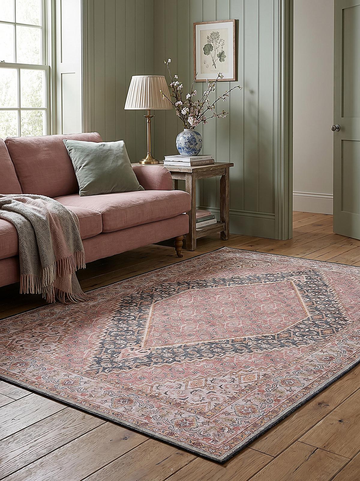 TEPPICH Waschbar HURST, orientalisch mit Medaillon, Rosa, 152 x 230 cm - Rosa, Textil (230/152cm) - KADIMA DESIGN