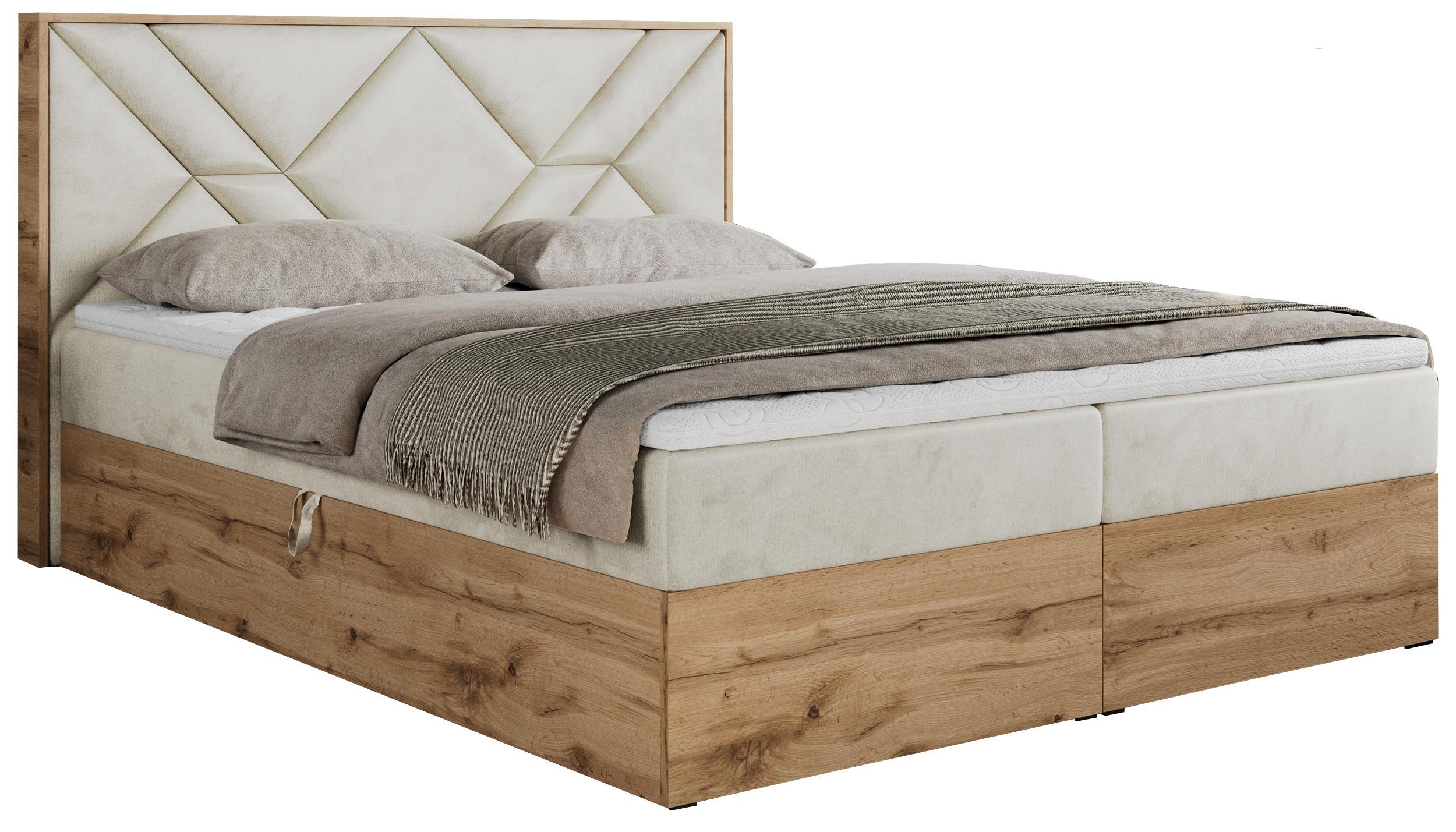 BOXBETT GUNAR - 120/200 Beige Velvet - H4 - Beige, Holz/Textil (120/200cm) - MKS