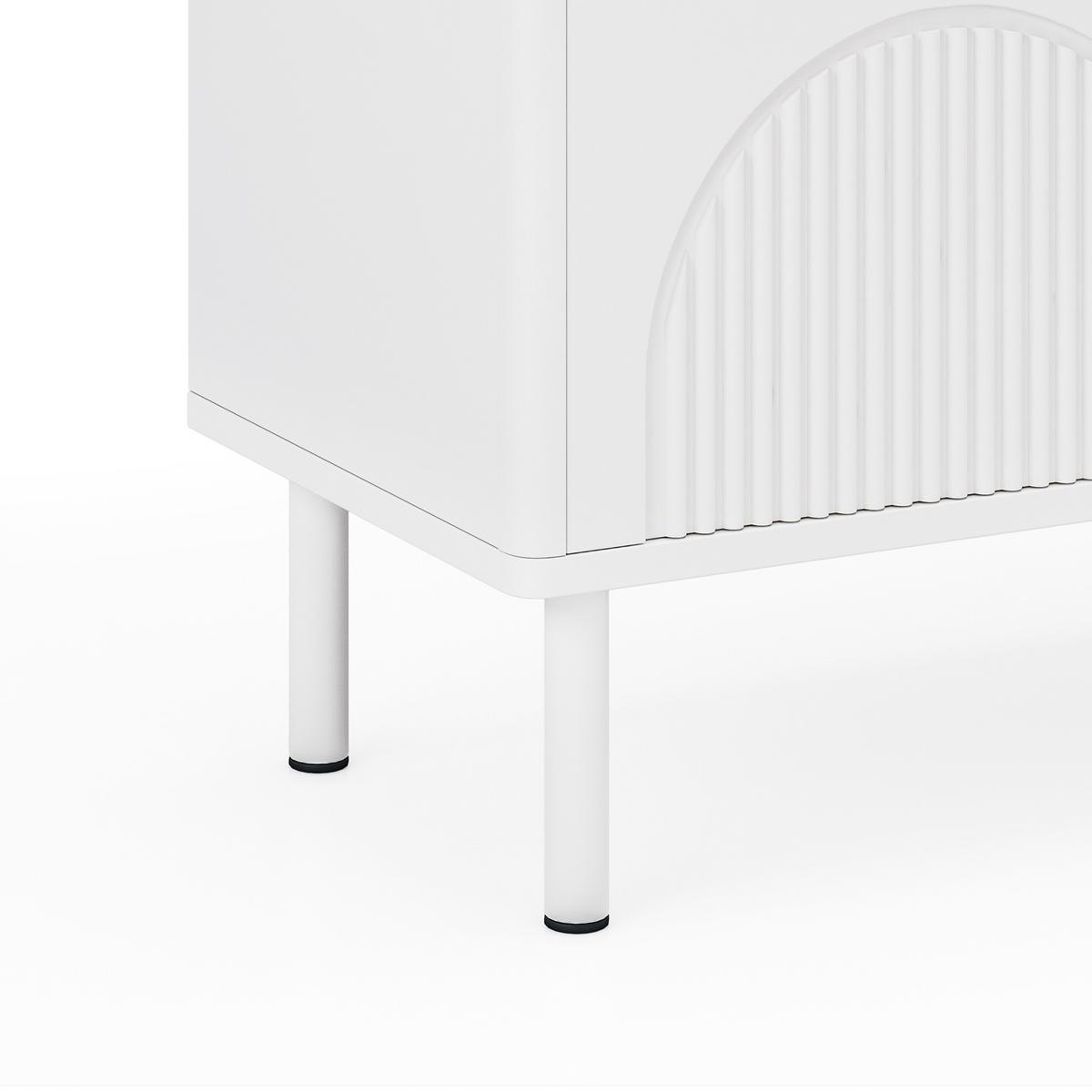 TV-LOWBOARD in Mattweiß mit 3D-Relief, mit 4 Fächern und Kabelmanagement - Weiß, Holzwerkstoff (180/52/40cm) - Urban Meuble