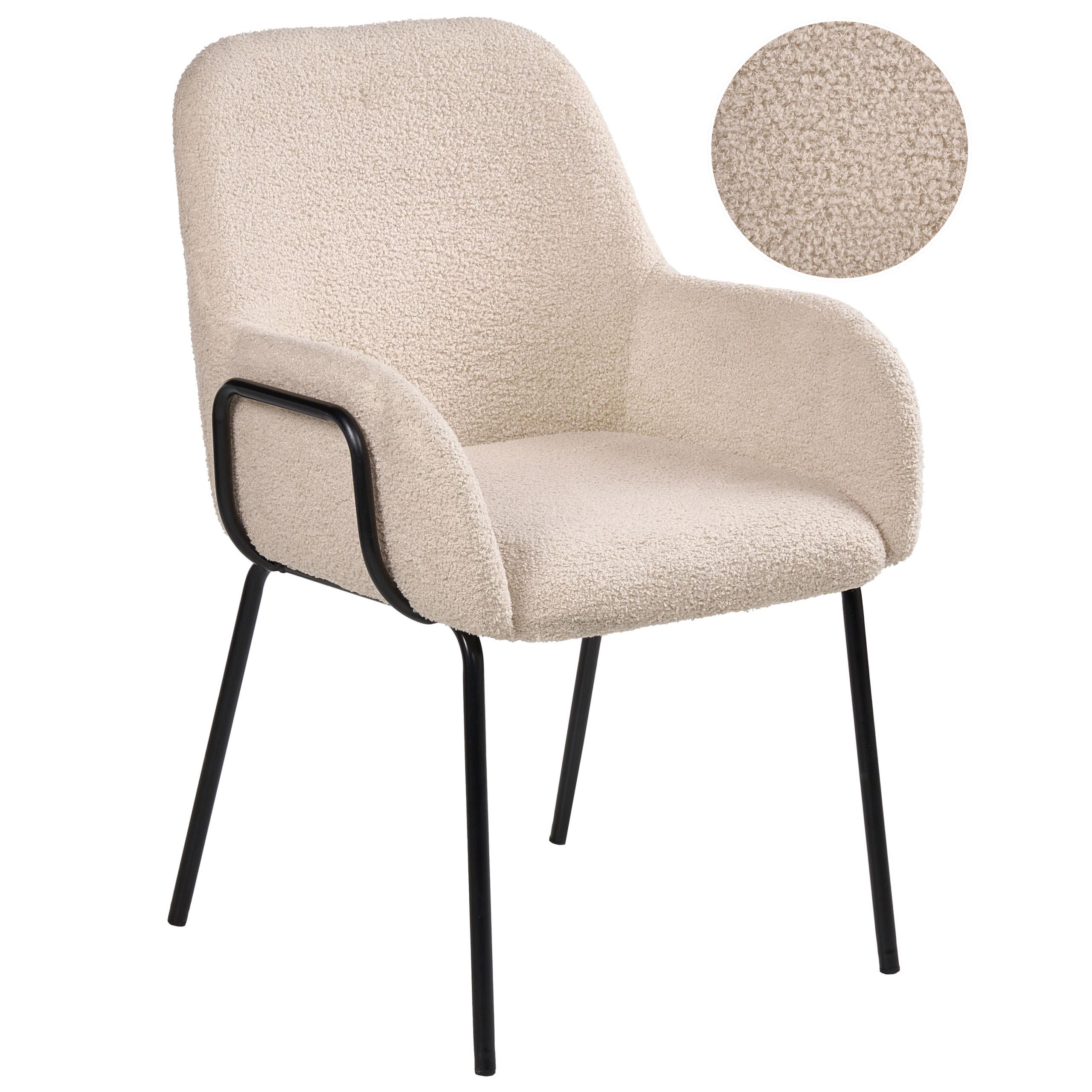 ESSZIMMERSTUHL Bouclé Hellbeige Algona - Beige, Textil (61/84/57cm) - Beliani