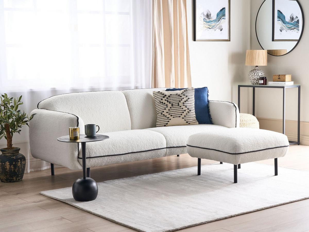 3-SITZER-SOFA Bouclé weiß/schwarz Tonsberg - Schwarz/Weiß, Textil (198/78/85cm) - Beliani